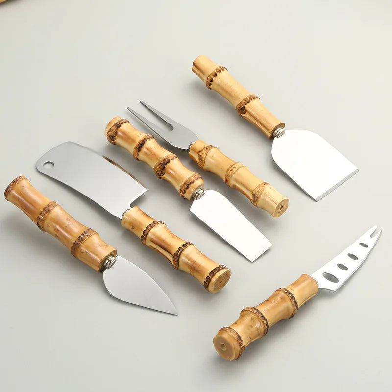 Bamboo Handle Cheese Knife Set – 6 Pieces